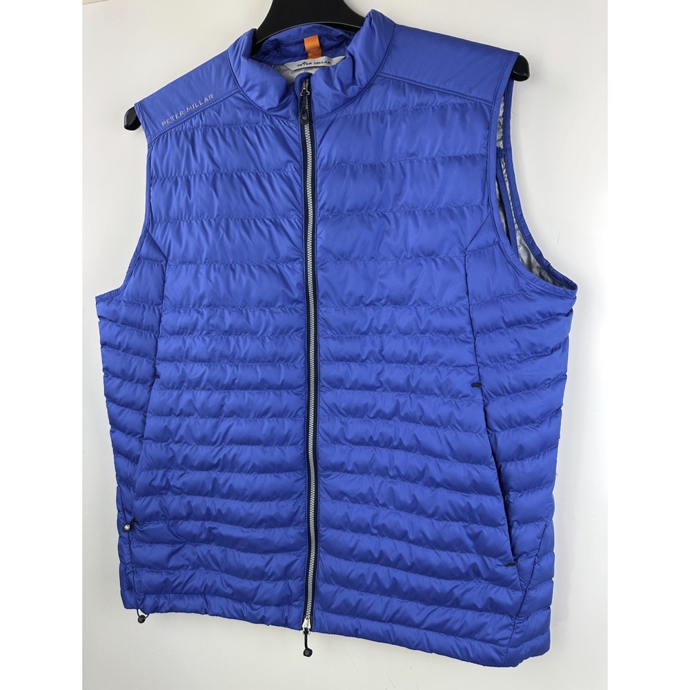Peter Millar Hyperlight Quilted Puffer Vest Mens Large Blue Full Zip Crown Sport - Picture 3 of 13